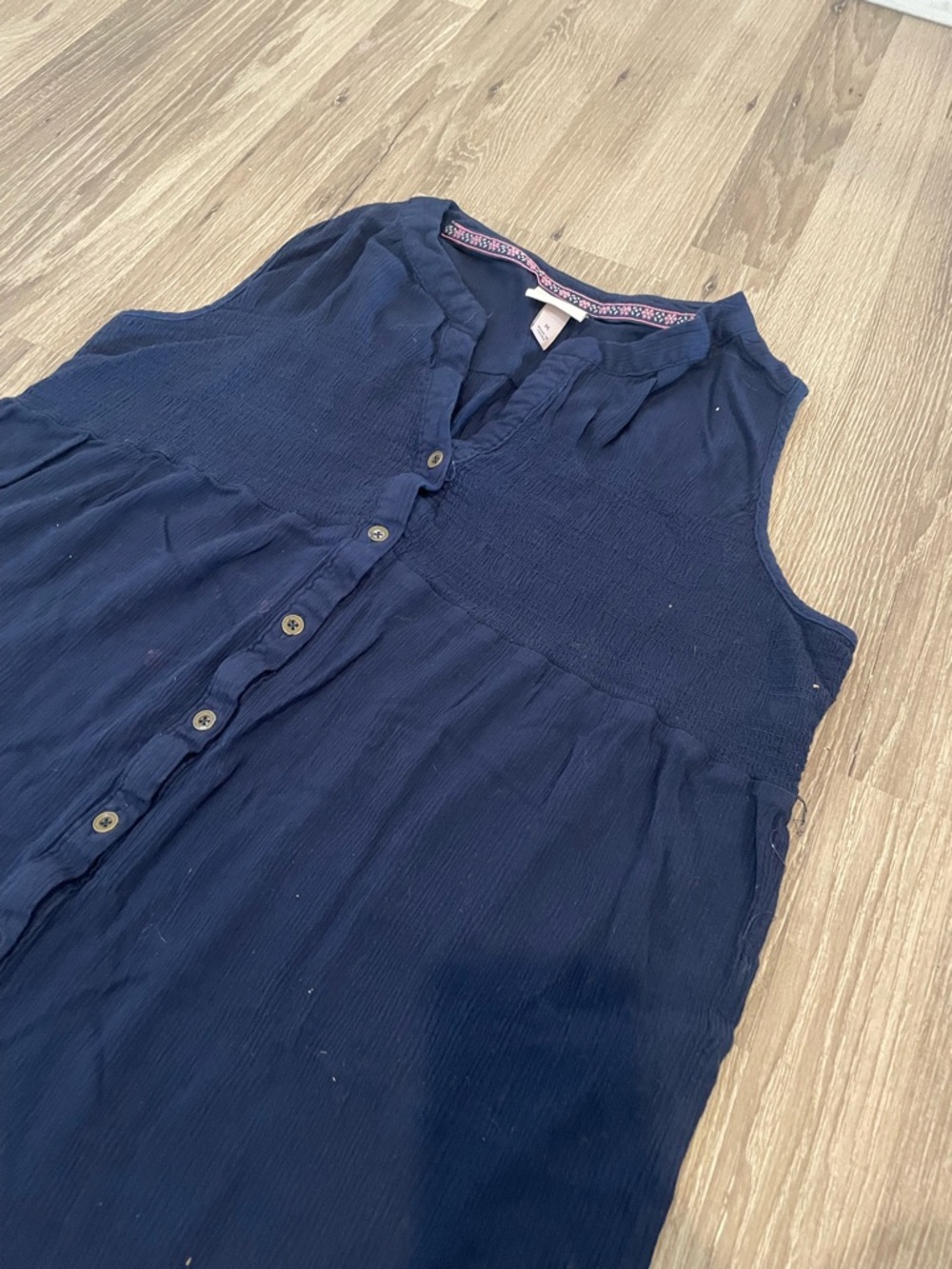 Knox Rose Navy Top with Pink Floral Trim